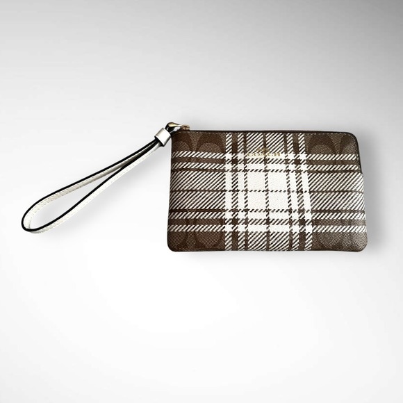 Coach Tan and Cream Checkered Tote Bag - Picture 10 of 13